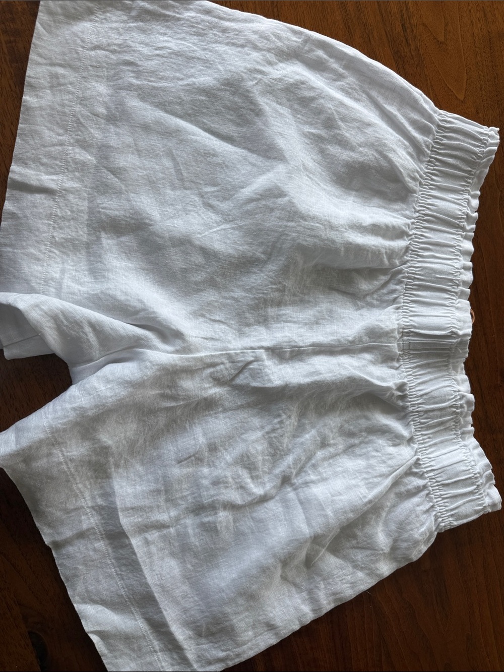 Quince White Linen Blend Elastic Waist Shorts - Picture 6 of 9